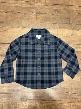 Banana Republic Boys Gray & Black Plaid Button-Down Shirt